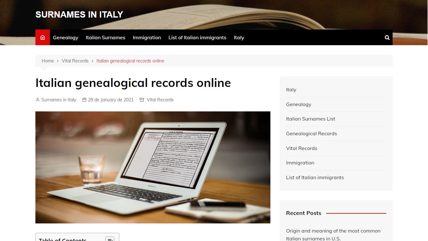 Italian genealogical records online - SURNAMES IN ITALY