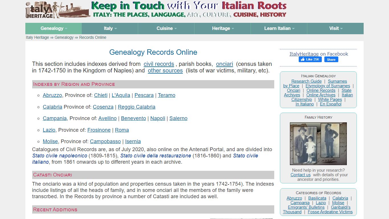 Italian Genealogy Records Online - Italy Heritage