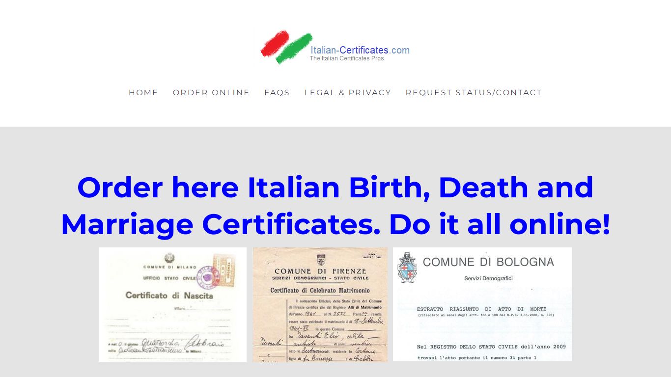 Italian-Certificates.com - Order here Italian Birth, Death and Marriage ...